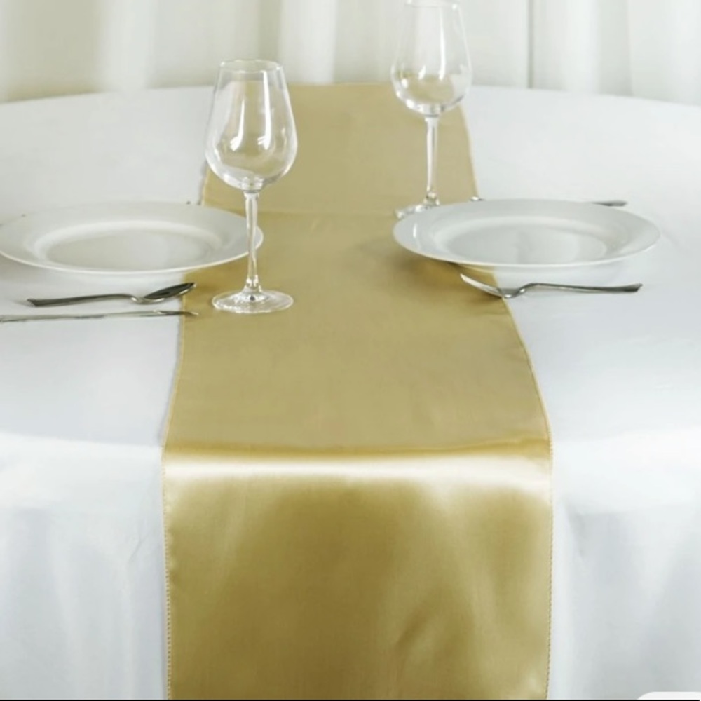 Champagne Satin Table Runner, Wedding, Shower, Party Table Decor size 12”x108”